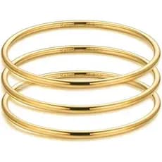 Kainier 3mm 14K Banhado A Ouro Pulseira De Aço Inoxidável Brilhante Empilhável Fina Redonda Para Mulheres Sólida Lisa Po