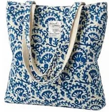 Bolsa Tote De Lona De Algodão Para Mulheres , De Ombro Floral Leve E Reutilizável Uso Diário , Compras , Praia Ou Viagen
