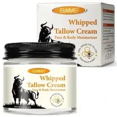 Creme de Sebo de Boi, Ideal para Pele Seca, Hidratante Batido de Animais Alimentados a Pasto com Mel Selvagem e Cera de