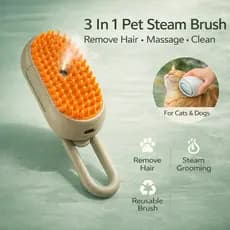 Escova Pet 3 em 1 a Vapor para Gatos e Cães Removedor de Pelos Massageador Elétrico