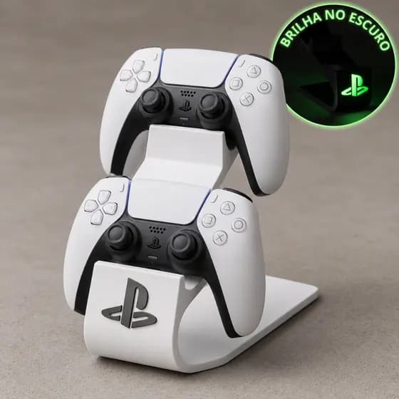 Suporte Duplo Para Controle PS5 PS4 Organização Setup Gamer Mesa Organizador Duplo Controle Minimalista Brilha no Escuro