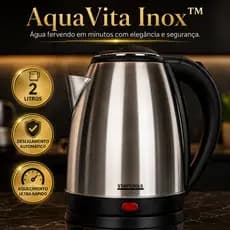 Chaleira Elétrica AquaVita Inox 2L 127V Aço Inox Desligamento Automático Aquecimento Rápido