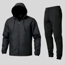 Conjunto Esportivo: Jaqueta Curta Corta-Vento + Calças de Spandex