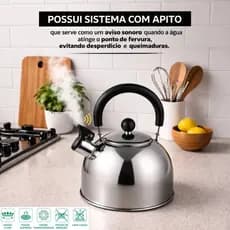 Chaleira em Inox com Apito Unitermi 2L – Segurança e Sofisticação na Cozinha.