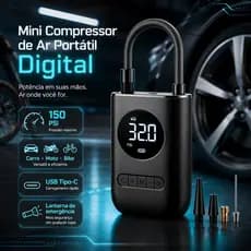 Mini Compressor de Ar Portátil Recarregável Digital Calibrador de Pneu com USB Bomba de Ar para Carro, Moto, Bicicleta