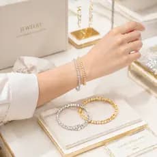Pulseira de Zircônia Brilhante Bicolor, Modelo Elegante para Uso Diário e Ocasiões Especiais