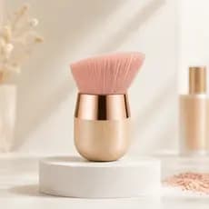 Pincel de Maquiagem Ahania Kabuki - Base, Blush e Pó Facial, Cerdas Macias, Sem Latex