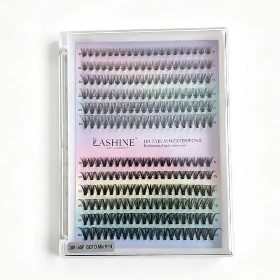 LASHINE Kit de Cílios Postiços DIY 10D 20D 30D 40D 50D  Curl Naturais e Volumosos para Festas de Natal Comprimento Misto
