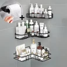 Suporte Prateleira Porta Shampoo Canto e Reto Com Adesivo Organizador - modelo selecionado