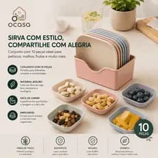 Kit Conjunto 10/20/30 Pratos Com Base Plásticos Duros Reutilizaveis