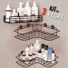 Kit Suporte Organizador Para Banheiro Prateleira Reta / Duas Prateleiras De Canto