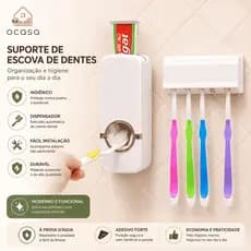 Dispenser Pasta De Dente Creme Dental Porta Escova Com Suporte Prático Econômico