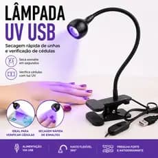 Luminária UV Ultravioleta De Mesa Com Garra Presilha Para Manicure Galaxy