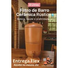 Filtro de Barro 8L Completo com Vela, Boia e Torneira – Água pura e sabor natural! Entrega Flex