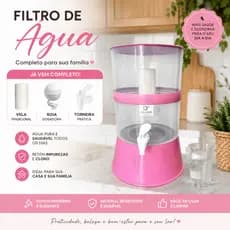Filtro de Água Compacto Duchen 7,5L Rosa – Completo com Vela Cerâmica e Boia Dosadora