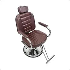 Cadeira De Barbeiro Reclinavel Cabeleleiro Barbearia e Salão de Beleza e Hidraúlica base Redonda MARROM CROCO