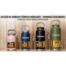 Garrafa Térmica de Academia inoxidável mega top, 2500ml, 1600ml e 1200ml