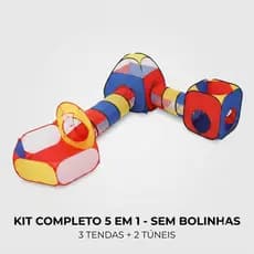 Toca Barraca Infantil 5 Em 1 Com Tunel + Cesta + Piscina