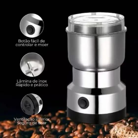 Moedor Elétrico 110V | Aço Inox | Para Café e Grãos | Rápido e Seguro