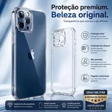 Capinha iPhone Transparente Antiqueda Premium Não Amarela Proteção de Câmera