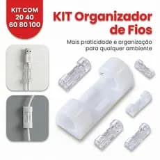 Kit Clips Fixador Organizador de Fios e Cabos Autoadesivo