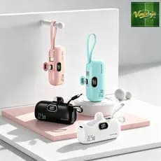 Mini Power Bank carregador portátil 5000 mAh Creative Capsule Compativel Type-C