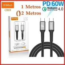 Cabo Tipo-C 60W PD Turbo Carregamento Rápido A'Gold Trançado 1m ou 2m
