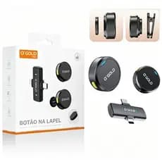Microfone Lapela Sem Fio Magnético Duplo,Cancelamento de Ruído para Lives, Vlog e Gravação de Vídeo