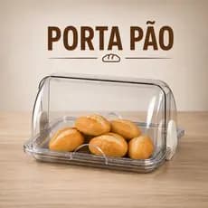 Porta Pão Transparente Acrílico Cristal Fumê Tampa Basculante Articulável Organizador Cozinha Profissional Doces