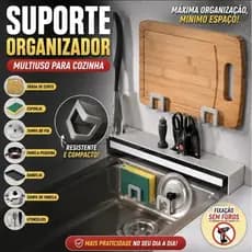 Suporte Organizador Multiuso Adesivo para Cozinha, Porta Tábua, Esponja, Tampa de Pia e Utensílios