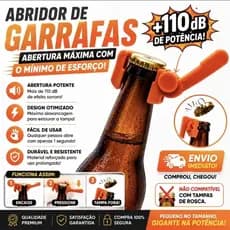 Abridor de Garrafas Turbo Boom +110dB Super Barulhento Divertido Abre Tampinhas em 1 Segundo