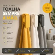 Suporte Toalha Adesivo 3M Sem Furos Porta Toalha Banheiro Cozinha Minimalista Premium