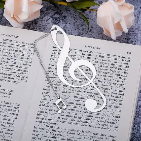 1 elegante nota de aço inoxidável música marcador presente amante da música livro amante formatura dia dos namorados nat