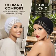 Lenço feminino de cor sólida | AWEGEO Chapéu básico moderno e combinado, acabamento em renda atualizado, chapéu diário C