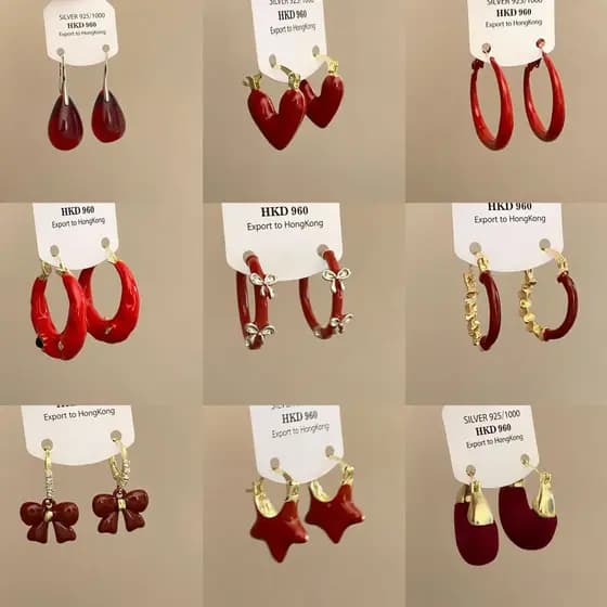 Ano novo Encore vermelho esmalte óleo gotejamento brincos 2025 novo estilo festivo na moda brincos de alto valor feminin