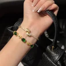 Palácio luz luxo prata cobra esmeralda zircão pulseira 2026 novo estilo empilhado moda High-End sentimento temperamento