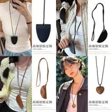 Bolsa de couro decoração corrente portátil óculos clipe longo nicho colar camisola corrente atacado