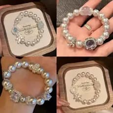Corte francês pérola pulseira Retro elegante temperamento High-End sentimento único único único elástico corda pulseira