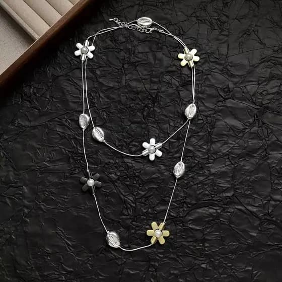 Doce legal estilo menina quente febre mesmo estilo Metal simples flor longo colar cintura corrente um estilo mais temper