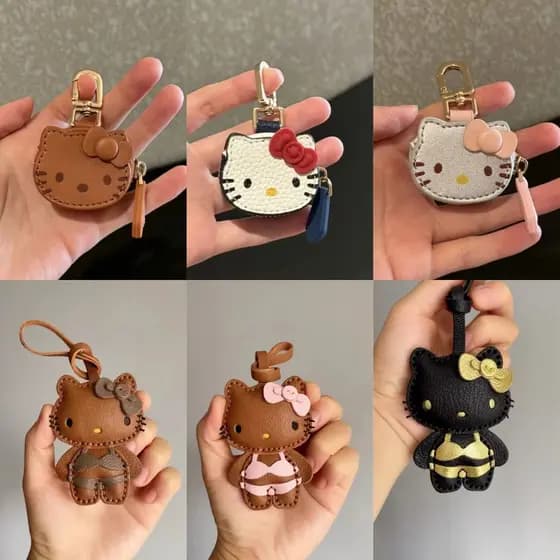 Venda quente dos desenhos animados Hello Kitty pingente moda diversão boneca de alto valor KT gato bolsa de couro chavei