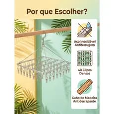 Varal com Clipes de Aço Inox para Peças Intimas - Durabilidade e Praticidade