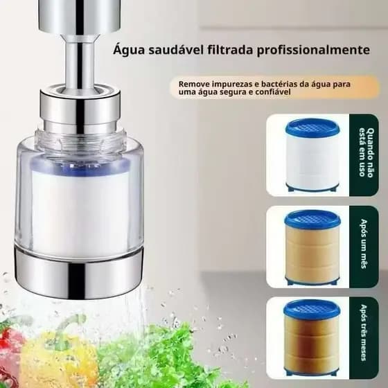 Filtro De Torneira De Cozinha  360 ° Purificador De Água Giratório Com Algodão PP Para Remoção De Cloro