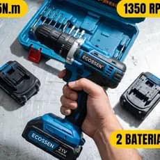 Parafusadeira de Impacto 21v Kit Profissional com 2 Baterias Recarregáveis Maleta e Acessórios
