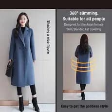 【Estilo Versátil】Casaco feminino de lã macio e quente com bolsos grandes/Casaco de Lã/Mulheres/Tamanho Grande