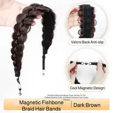 [Estilo Elegante] Tiara Com Trança Longa E Magnética/Faixa Para Cabelo/Fios Artificiais/Acessórios De Beleza