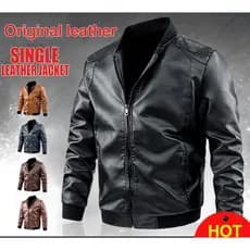 [Design Exclusivo] Men's Fashion Biker Leather Jacket Jaqueta Motoqueiro/Jaqueta Masculina/Jaqueta de Couro