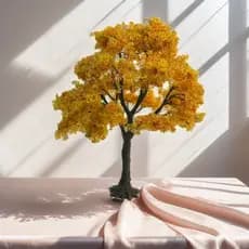Modelo de mesa de areia, modelo de trem, árvore simulada, modelo de folha de ginkgo dourada, adereços e decorações de ce