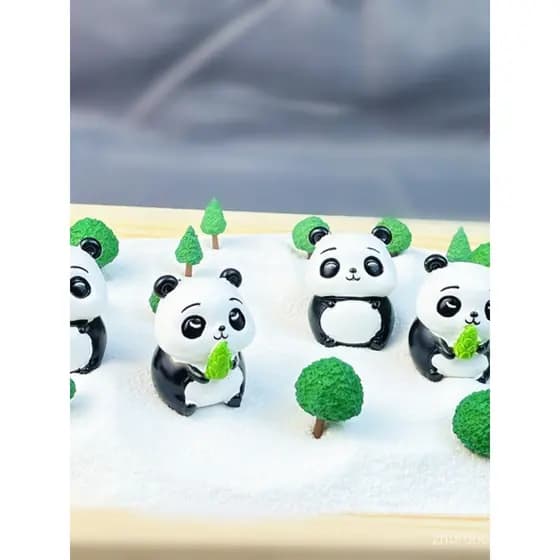 Ornamento de mesa com cena de bebê panda, figura para mesa de areia psicológica, fundo para micro-paisagem de musgo, árv