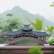 Ponte Taishun, Modelo de Edifício Antigo Impresso em 3D, Ornamento de Ponte Arco-Íris, para Micro Paisagens, Jardins de