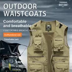 [Multi-bolsos para Fotografia] Canvas Jacket Undershirt Soft Multi-pocket Delicate Durability Special Leve/Respirável/Pe